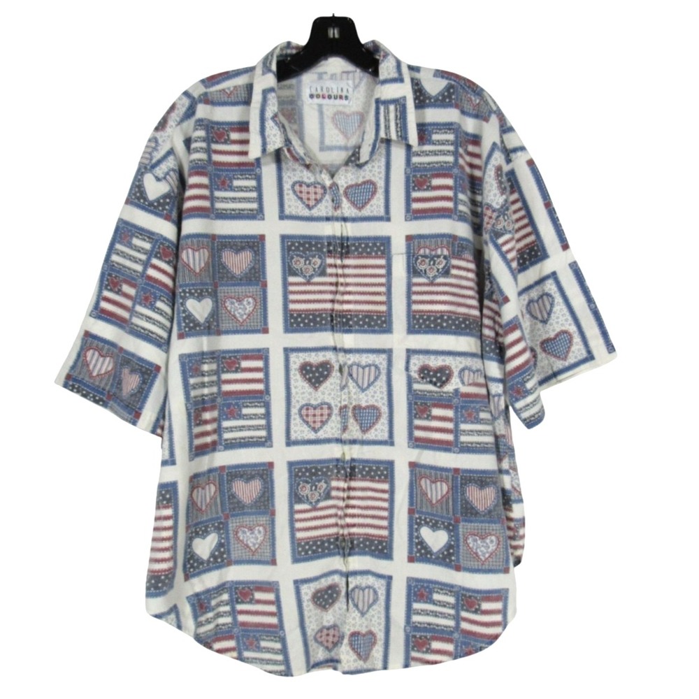VTG CAROLINA COLOURS Red/White/Blue AMERICAN FLAG Cottagecore SHIRT/TOP Sz 20